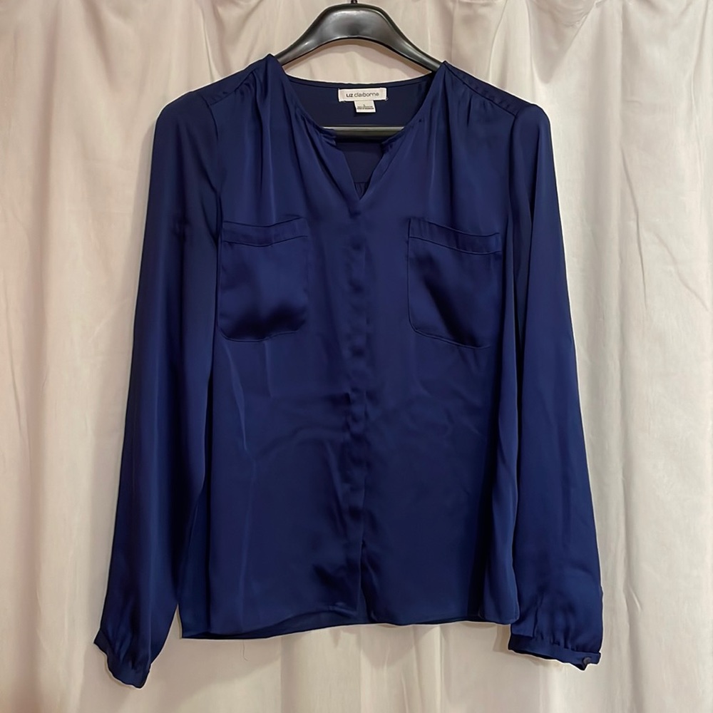 Navy Button Down Blouse